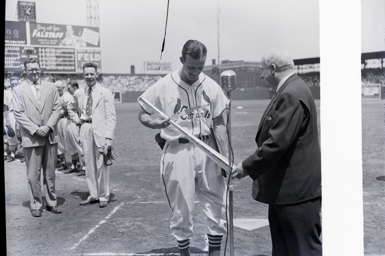 Stan Musial Being Given Silver Bat