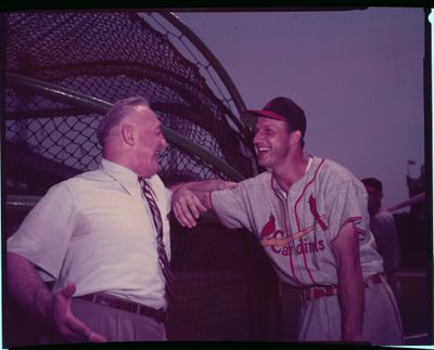 Frankie Frish Chatting with Stan Musial